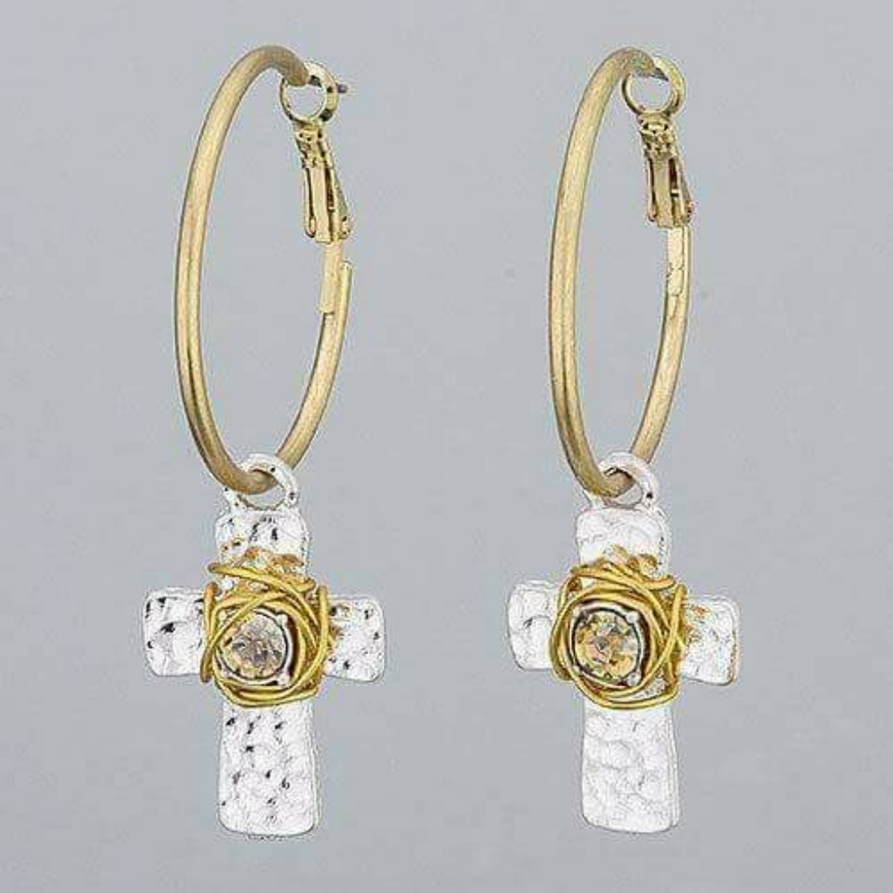 NWT-Cross Earrings- yellow stone